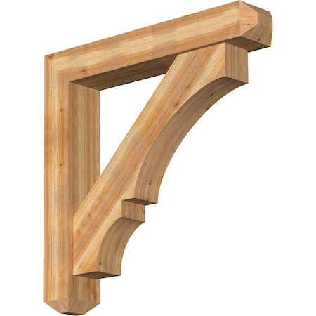 Ekena Millwork Balboa Craftsman Rough Sawn Bracket w/ Offset Brace, Western Red Cedar, 8"W x 46"D x 46"H BKT0806X46X46BOA04RWR
